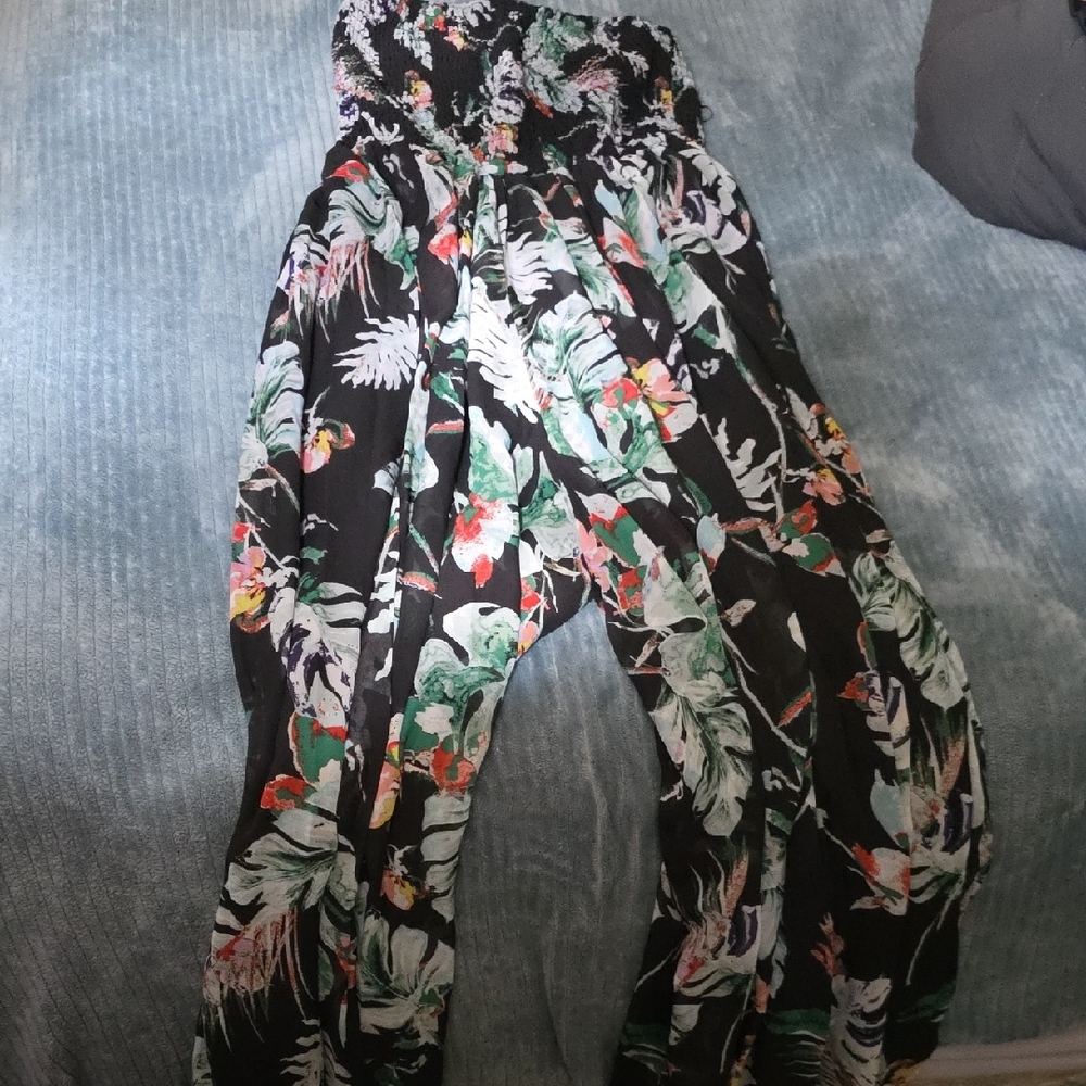 Floral Black Women's Pants